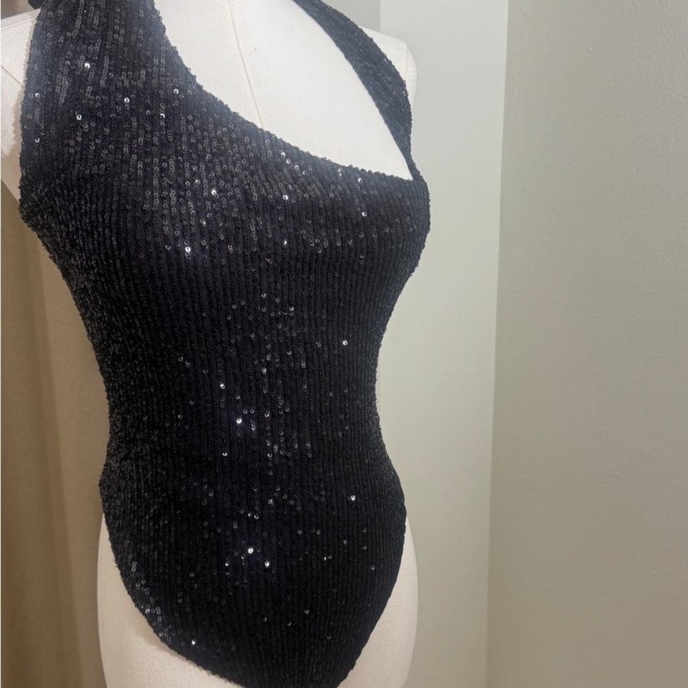 Sequin Black Bodysuit